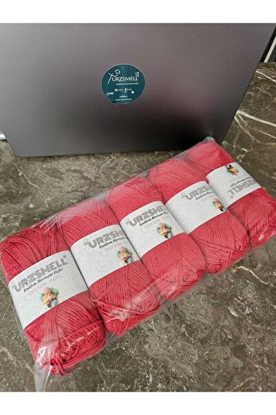 urzsmell Cotton Knitting Yarn 5-Pack 500 Gr. Red (100Gr Quantity, 200Mt Dir.)