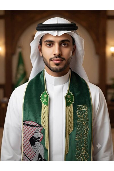 Generic The Custom Scarf for Saudi Arabia's National Day Is a Royal Green Des...
