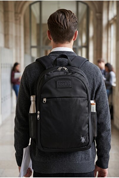 U.S. Polo Assn. حقيبة ظهر مدرسية للجنسين، حقيبة سفر يومية PLCAN26069-PLCAN26070