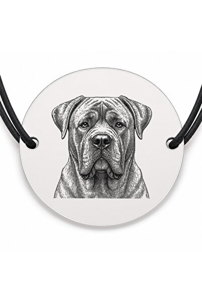 Simoshop Brățară argint 925 cu bănuț gravat portret de Cane Corso, șnur negru...