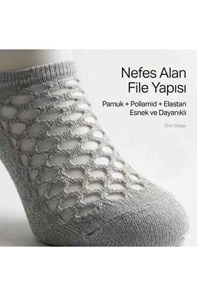 Genel Markalar Kadın Fileli Babet Çorap 5’li Set – Nefes Alan, Görünmez, Esnek ve İnce Yazlık Çorap