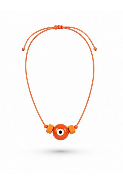 serelya Handmade Bohemian Orange Evil Eye Necklace