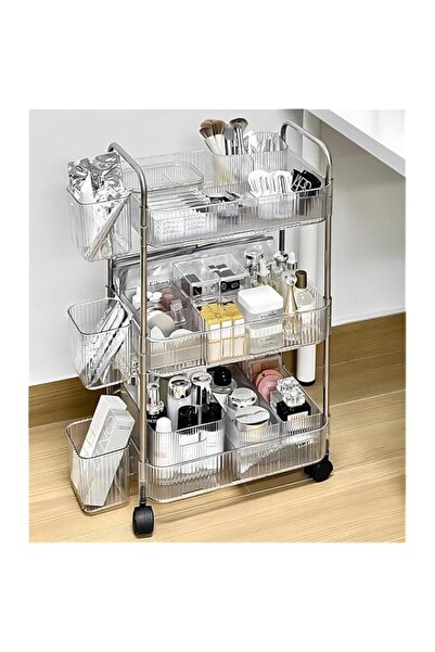 Generic Acrylic Storage Rolling Cart Clear Bathroom Cart Organizer, Mobile Sh...