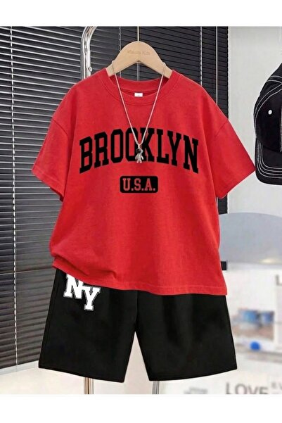 Leto Lykia Summer Children's T-Shirt Shorts Unisex (Black Broklin Usa Printed)