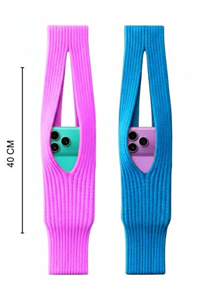 Generic Trendy Phone Pocket Mobile Holder – 2-Piece Combo ( BLUE & ROSE ) wit...
