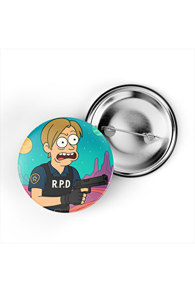 iBerk 5 adet İğneli Çanta Rozeti - Leon-S-Kennedy - Rick Morty Dünyası Efektli