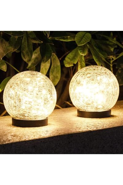 Generic Garden Solar Lights, Outdoor Globe Light, Clear Cracked Glass Ball, W...