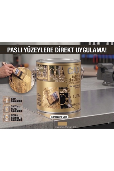 caxcolors CAX Pas Üstü Direkt Uygulanan Antipaslı Sentetik Metal Boyası 1 Lit...