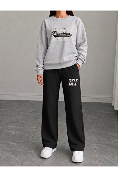 FUFLUNS Ny Brooklyn Printed Women's Tube-Cut Collar Bottom/Top Tracksuit Set