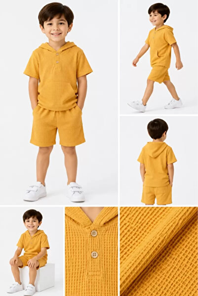 DMR Elegance 2/7 Years Old 100% Cotton Linen Hooded Children's Set