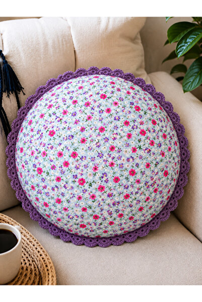 Generic Brand Embroidered Poplin Throw Pillow (40cm Diameter - Ready-Made Fil...