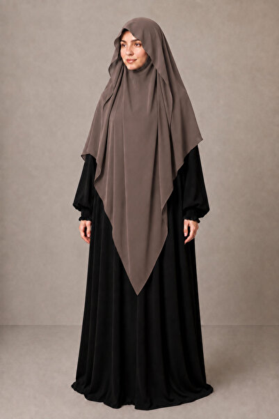 MERVERA Gölgeli Medine İpeği Sufle Eşarp khimar / tesettür hazır bağcıklı eşarp