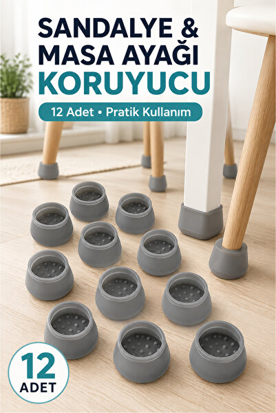 Awesomecrochet Silikon Sandalye ve Masa Ayağı Koruyucu Şeffaf Zemin Çizilme Ö...