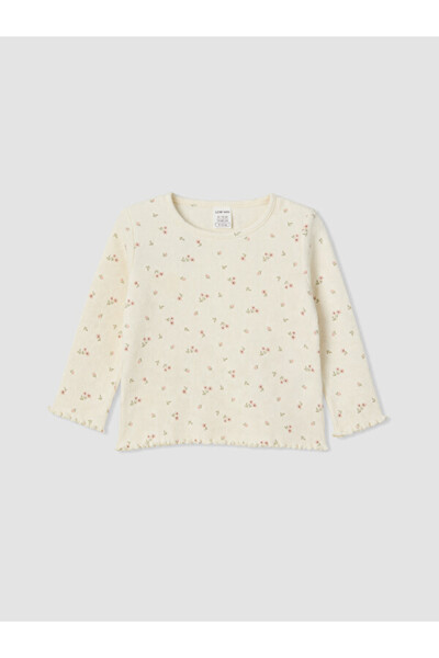 LC Waikiki Rmz Gi̇yi̇m Farkiyla Flower Embroidered Baby Girl T-Shirt