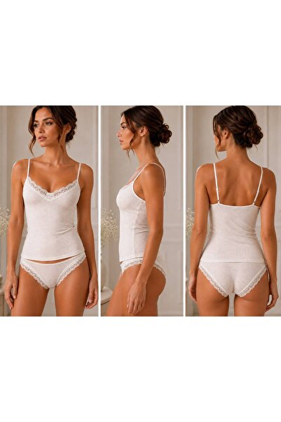 MADAME DREAM Women's Combed Cotton Lace Detail Athlete Underwear Set