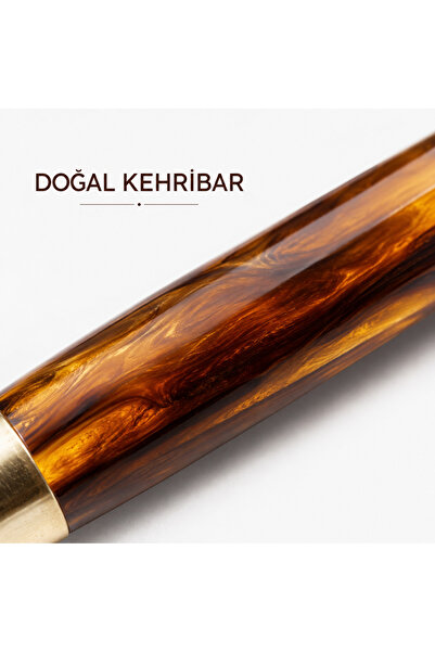 Han Tobacco Doğal Damla Kehribar Gümüş Desenli El Yapımı Ağızlık – 7 cm – 7.5/8 mm Uyumlu