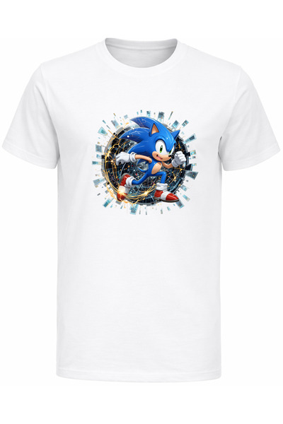 Efendioğlu Design Black Background Running Sonic Printed Kids T-Shirt – Speed...