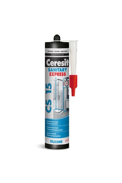 OEM Sanitary silicone, Ceresit Express CS 15, waterproof, transparent, interi...