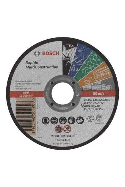 OEM Режещ диск, Bosch Rapido Multi Construction, 115 x 22.23 x 1 мм