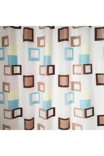 OEM Perdea dus SWSC-164, model geometric, alb / maro / albastru, 180 x 200 cm