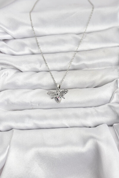 Generic Brand 316L Steel Chain Silver Color Fly Model Zircon Stone Women's Ne...