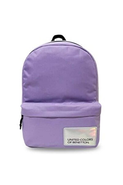 Benetton Холографска раница Лила Лого 30x14x44см