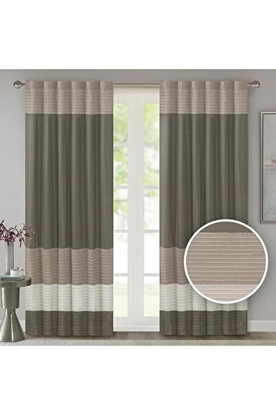 Madison Park One Piece Amherst Faux Silk Curtain with Rod Pocket and Privacy ...