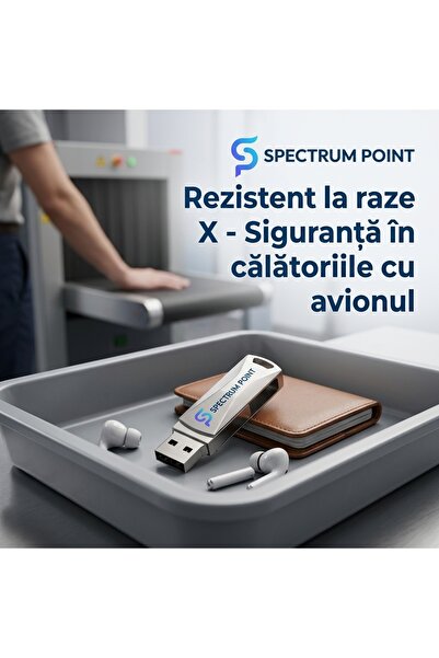 SpectrumPoint Stick USB / Memorie USB SpectrumPoint, capacitate 128 GB, USB 3.0, OTG, compatibil cu Laptop/PC, Carcasă metalică, Argintiu