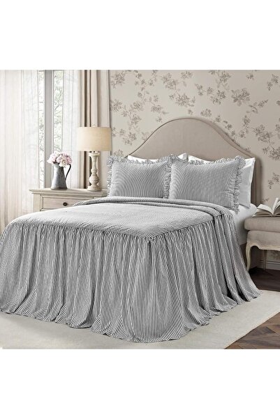 GENERAL Lash Decor Ruffled Design Bedspread, Pink Farmhouse Style Bedspread, ...