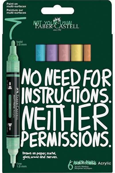 Faber Castell Blister 6 markere acrilice multimark culori pastel faber-castell
