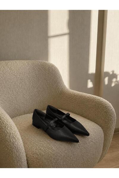 MİOARA Noir Jane- Saten Slingback Babet