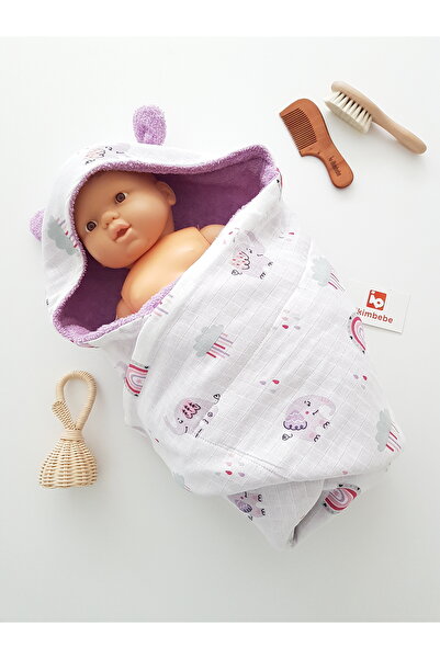 ib ilkimbebe Baby Bath Towel Muslin Hooded Double Sided Swaddle Newborn 80X80