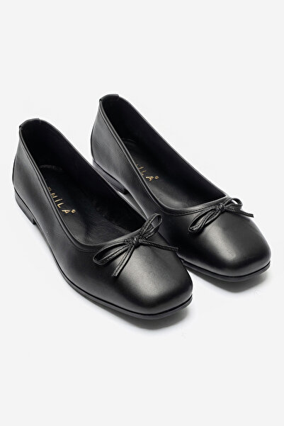 ERNİLA Genuine Leather Women's Ballet Flats with Bows