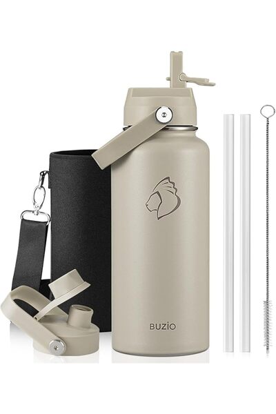 BUZIO 32 oz Water Bottle, (Cold for 48 Hrs) 950ml Insulated Stainless Steel W...