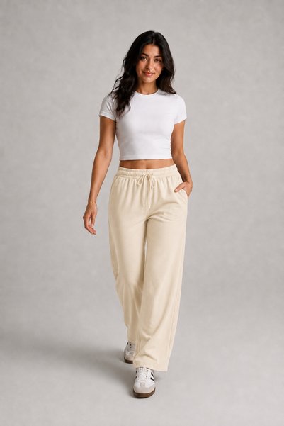 Maison Rae Women's Yellow High-Waisted, Linen Textured Gabardine, Elastic Wai...