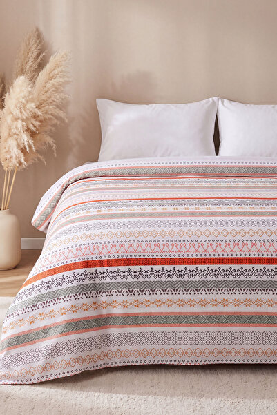 Rivaİstanbul Striped Geometric Pattern Double Printed Pique & Bedspread 200X2...
