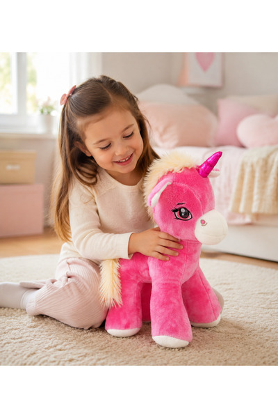 NUNU 40 cm Büyük Boy Pembe Unicorn Peluş Oyuncak – Yumuşak Sevimli Tek Boynuz...