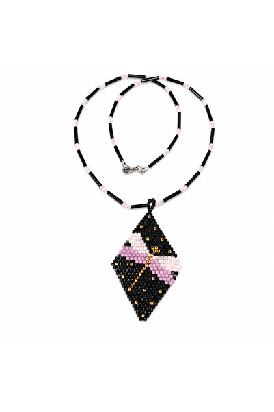 Amma Design Colier statement handmade cu pandantiv geometric din margele Toho...