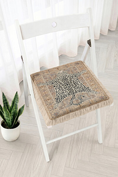 Realhomes Leopard Print Figured Ethnic Carpet Patterned Fringed Zippered Chai...