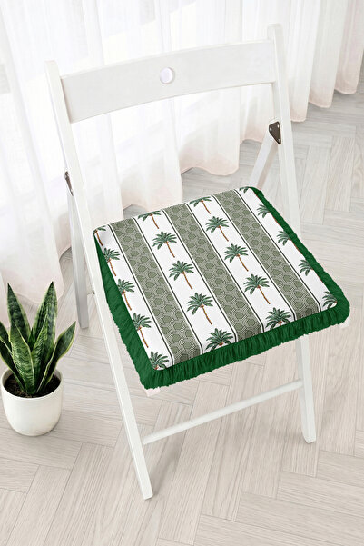 Realhomes Fringed Zippered Chair Cushion with Palm Leaf Stripes and Geometric...