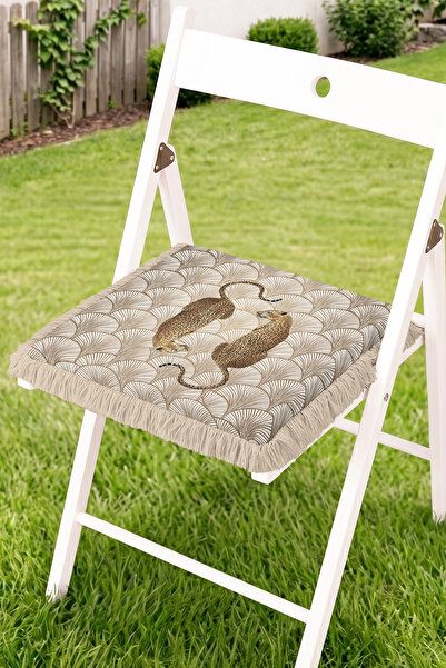 Realhomes Leopard Figured Art Deco Fan Patterned Fringed Zippered Chair Cushi...