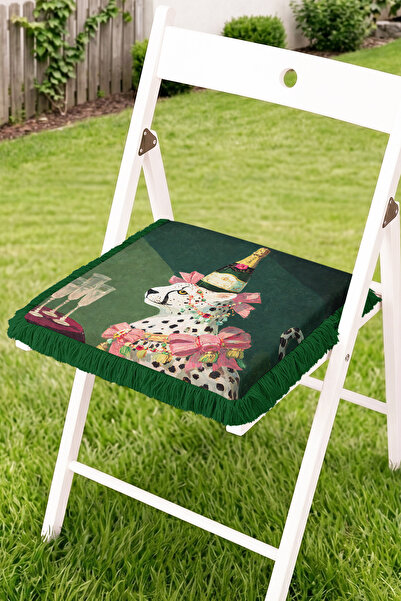 Realhomes Leopard Figured Fringed Zippered Chair Cushion with Hat - Retro Gar...