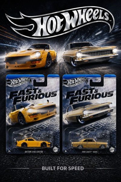HOT WHEELS Silver Series Fast & Furious Datsun 240Z Custom - 1966 Chevy Jby41