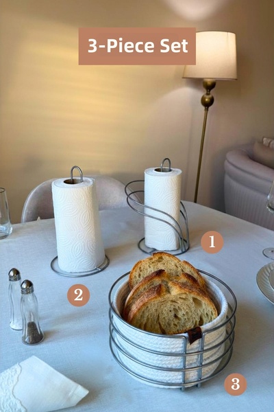 Edora Home Set of 3 Matte Silver Swan Napkin Holder Upright Paper Towel Holde...
