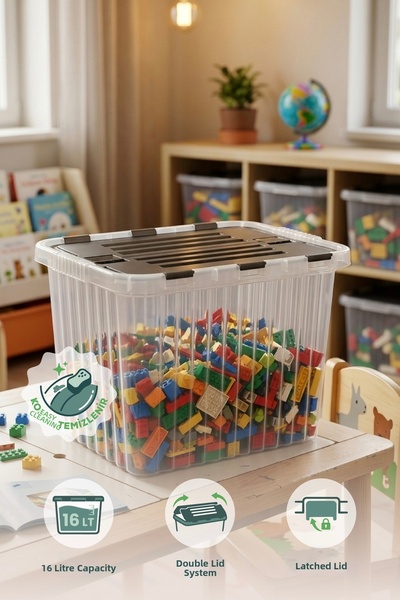 Wumboo Lockable Lid Toy Storage Box - 16 Lt Children's Room Organizer, Toy St...