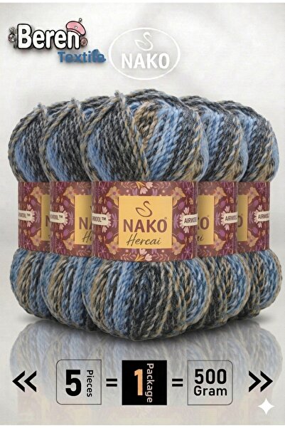 NAKO Hercai-5 Pack - 100Gr/156M - Yarn for Cardigans, Sweaters, Scarves, Bean...
