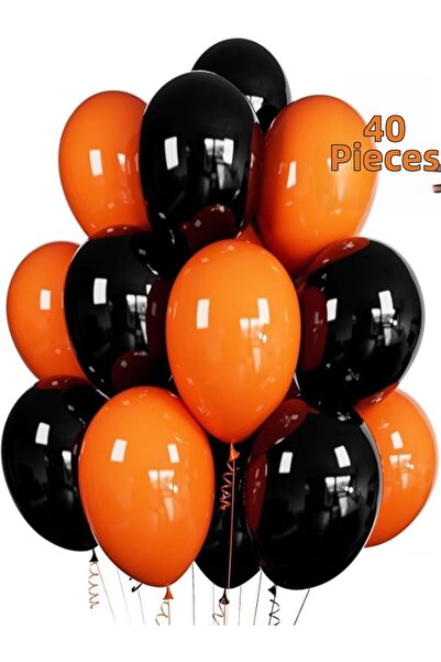 Işıltı Balon Dükkanı Black and Orange Balloons Shiny Party Balloon Graduation...