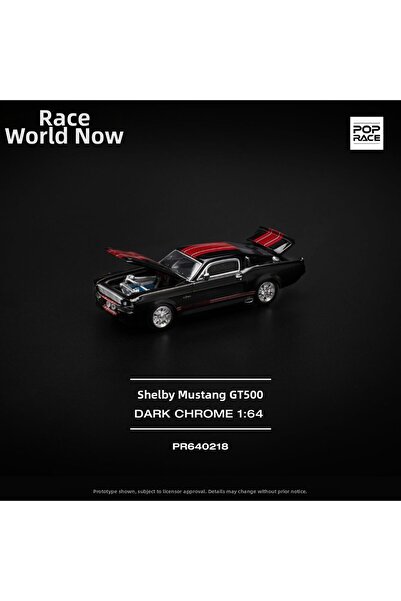 Pop سيارة سباق 1/64 1967 شيلبي موستانج GT500 دارك كروم PR640218