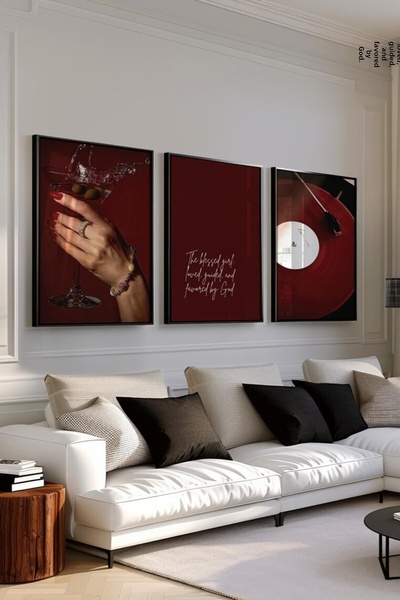 Esci Design Set de 3 tablouri cu ramă neagră - Tablou motivațional - Tablou c...