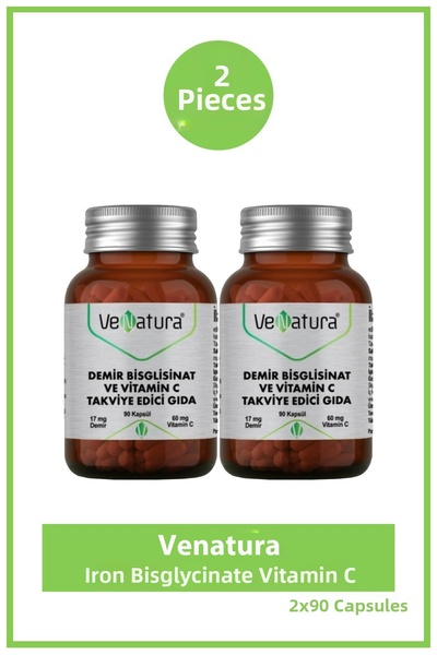 VeNatura Demir Bisgilisinat Vitamin C 90 Capsules 2 Pieces